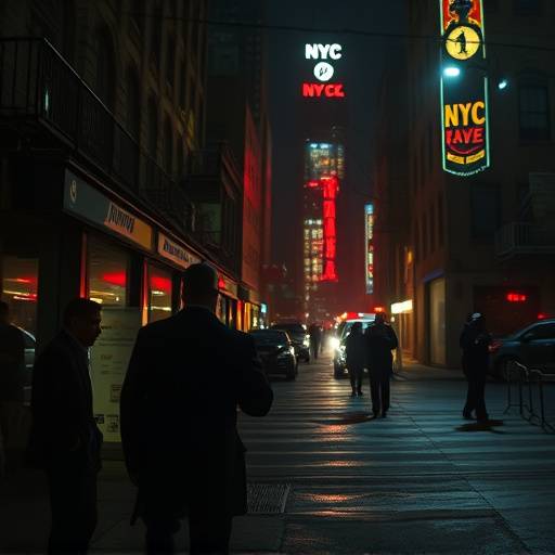 A riveting scene from 'City of Shadows', a crime drama set in the heart of New York City.